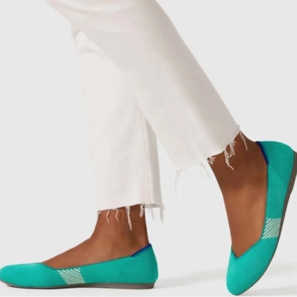 Rare Rothy's Teal Knit Slip-On Ballet Flat